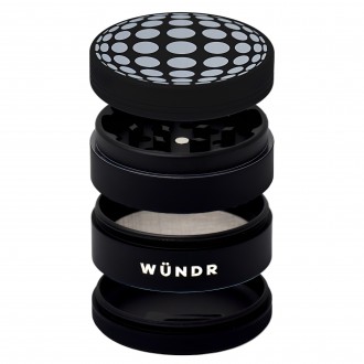 WÜNDR - 2.5" Matte White and Black 4-Part Herb Grinder 63mm 