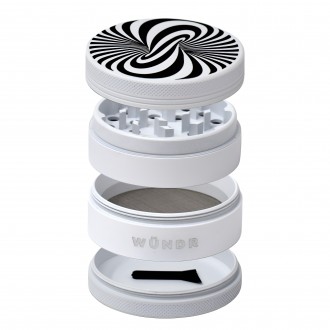 WÜNDR - 2.5" Matte White and Black 4-Part Herb Grinder 63mm 