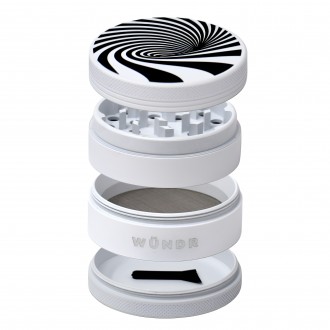 WÜNDR - 2.5" Matte White and Black 4-Part Herb Grinder 63mm 