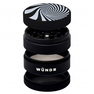 WÜNDR - 2.5" Matte White and Black 4-Part Herb Grinder 63mm 