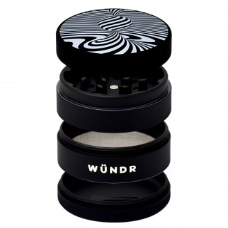 WÜNDR - 2.5" Matte White and Black 4-Part Herb Grinder 63mm 