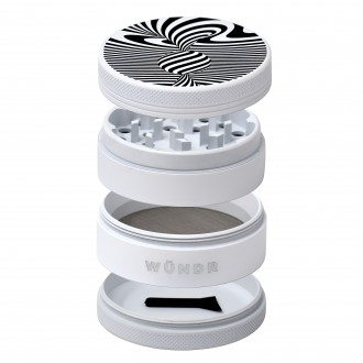 WÜNDR - 2.5" Matte White and Black 4-Part Herb Grinder 63mm 