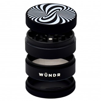 WÜNDR - 2.5" Matte White and Black 4-Part Herb Grinder 63mm 