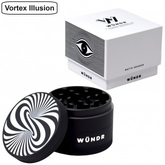 WÜNDR - 2.5" Matte White and Black 4-Part Herb Grinder 63mm 