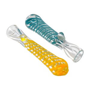 3" Assorted Color Spiral Art Chillum Hand Pipe - 10ct