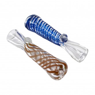 3" Assorted Color Spiral Art Chillum Hand Pipe - 10ct