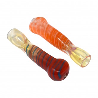 2.5" Frit Spiral Art Chillum Hand Pipe - 10ct 