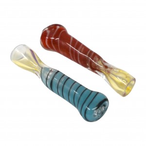 2.5" Frit Spiral Art Chillum Hand Pipe - 10ct 