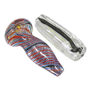 On Point Glass - 3" Swirl Dicro Art Vibrant Hand Pipe - 15Ct Display