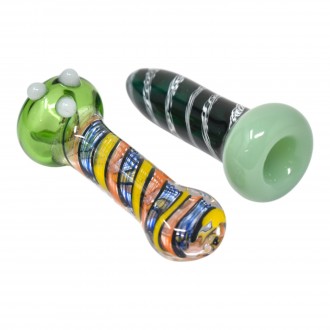 3.5" Eye Catching Glass Chillum Hand Pipe - 15Ct Display