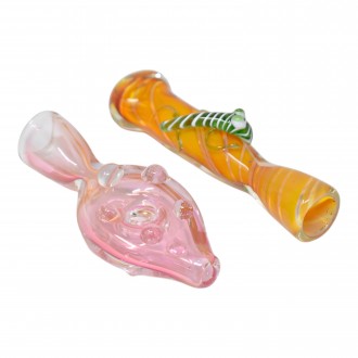 3.5" Eye Catching Glass Chillum Hand Pipe - 15Ct Display