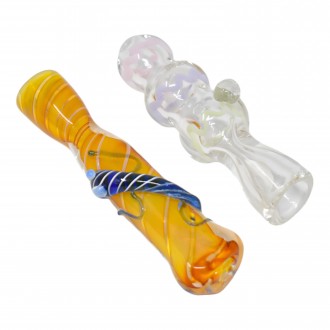 3" Assorted Design One hitter Glass Chillum - 22Ct Display