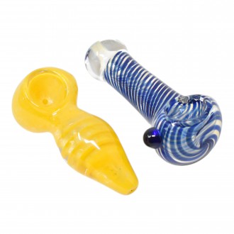 On Point Glass - 3" Assorted Design Fumed Hand Pipes - 15Ct Display