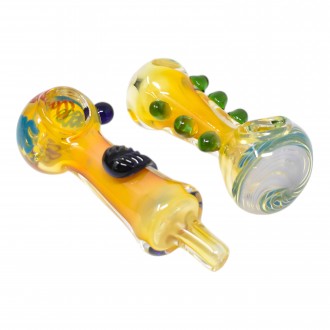 On Point Glass - 4" Mixed Design Glass Hand Pipe - 12Ct Display