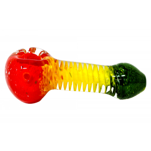 4.5" Rasta Hand Pipe & Pattern Frit Helix Spiral Pattern [AM59]