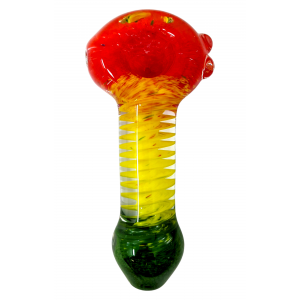 4.5" Rasta Hand Pipe & Pattern Frit Helix Spiral Pattern [AM59]