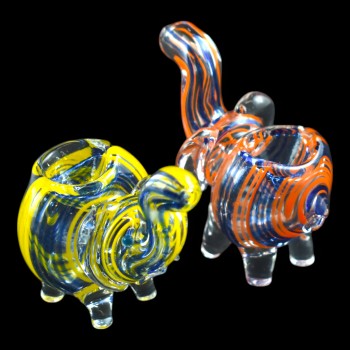 2.5" Inside Out Swirl Mini Elephant Animal Hand Pipe - (Pack Of 2)