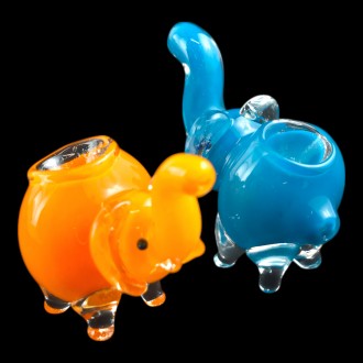 2.5" Frit Art Mini Elephant Animal Hand Pipe - (Pack Of 2) 