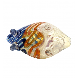 Silver Fumed Spiral Line Pig Animal Hand Pipe - [AP04]