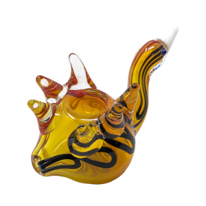 Gold Fumed Swimming Duck Animal Hand Pipe - [AP57A]