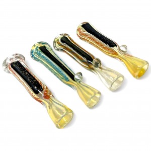 3" Braided & Dicro Art Fumed Chillum Hand Pipe - 4Pk [BK110]