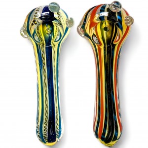 4.5" Rope Twirls Stripes Dicro Art Spoon Hand Pipes - 2Pk [BK113]