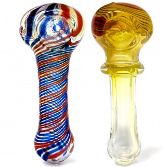 3" Assorted Design Twirls Art Hand Pipes - 2Pk [BK114]