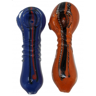 4" Assorted Design Frit Art Hand Pipe (Pack Of 2) - [BK202]