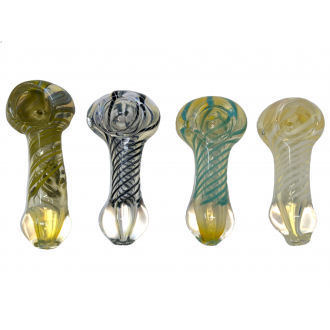 2.5" Silver Fumed / Spiral Rod Art Hand Pipe (Pack Of 4) - [BK204]