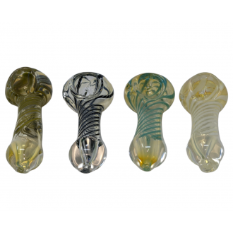 2.5" Silver Fumed / Spiral Rod Art Hand Pipe (Pack Of 4) - [BK204]