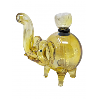 Gold Fumed Elephant Glass On Rubber Animal Hand Pipe - [BK143]