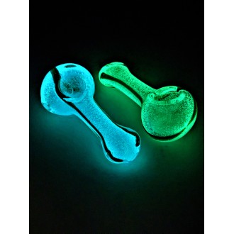 3" Glow In The Dark Rasta Flat Mouth Hand Pipe (Pack of 2) - [DJ576]