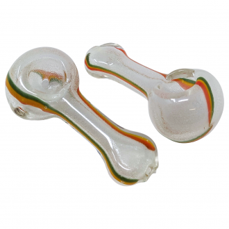 3" Glow In The Dark Rasta Flat Mouth Hand Pipe (Pack of 2) - [DJ576]