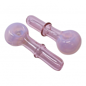 5" Color Pink Tube Single Rim Slyme Joint Spoon Hand Pipe - (Pack of 2) [DJ581]