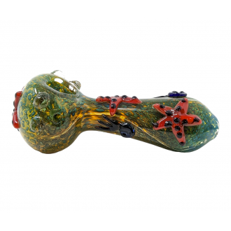 5" Frit & Star Fish Art Spoon Hand Pipe - [DJ583]