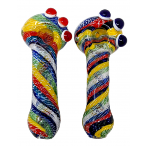 4.5 Inch Spiral & Frit Spoon Glass Weed Pipe Weed Bowl