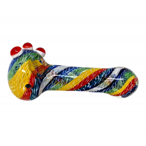 5" Rainbow Twisted Ribbon Multi Marble Spoon Hand Pipe (Pack of 2) - [DJ602]