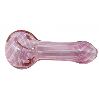 4" Pink Streak Transparent Spoon Hand Pipe (Pack of 2) - [DJ603]