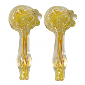 5" Silver Fumed Tangled Ribbon Multi Marble Hand Pipe (Pack of 2) - [DJ604]