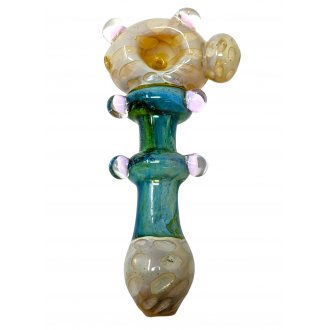 6.5" Air Trap Bubble Double Rim Multi Marble Heavy Spoon Hand Pipe - [DJ616]