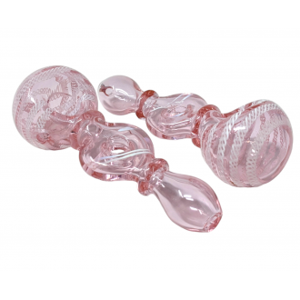 6" Pink Tube Donut Art 2-Rim Hand Pipe - (Pack of 2) [DJ622]