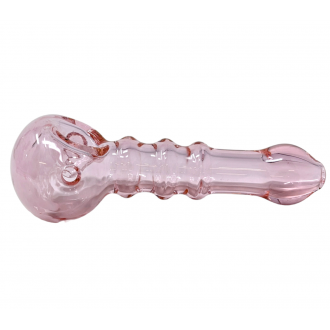 5.5" Pink Tube 3-Rim Frit Head Hand Pipe - (Pack of 2) [ DJ623]