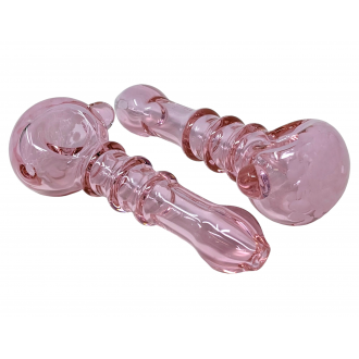 5.5" Pink Tube 3-Rim Frit Head Hand Pipe - (Pack of 2) [ DJ623]