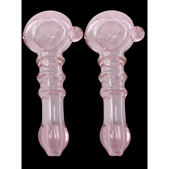 5.5" Pink Tube 3-Rim Frit Head Hand Pipe - (Pack of 2) [ DJ623]