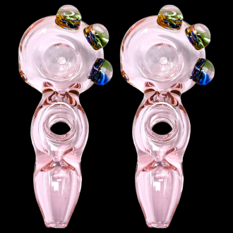 5" Pink Tube Multi Marble Donut Art Hand Pipe (Pack of 2) - [DJ629]