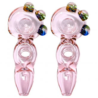 5" Pink Tube Multi Marble Donut Art Hand Pipe (Pack of 2) - [DJ629]