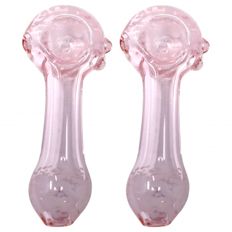 4" Frit Head & Mouth Pink Tube Hand Pipe (Pack of 2) - [DJ631]