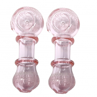 3" Pink Tube 2-Rim Ribbon Art Hand Pipe - (Pack of 2) [DJ634]