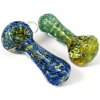 4" Fumed Twistastic Body Art Double Rod Hand Pipe - 2Pk [DJ640]