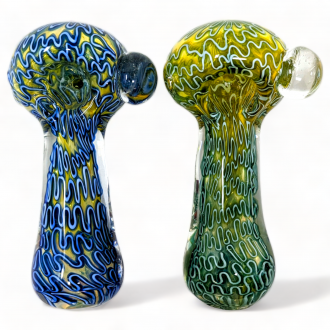 4" Fumed Twistastic Body Art Double Rod Hand Pipe - 2Pk [DJ640]